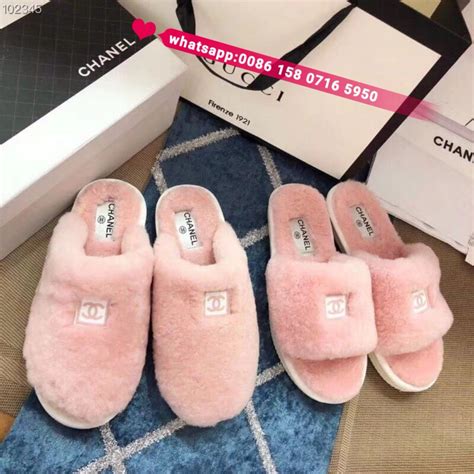 chanel fur slippers|chanel fuzzy slippers.